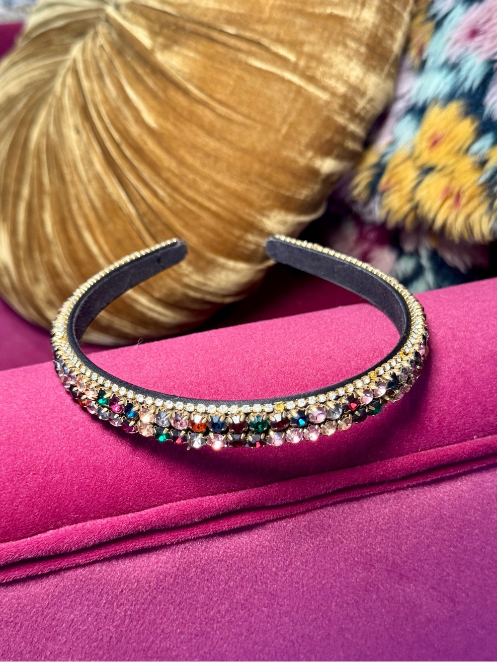 🔅🌸🔆 NEW GORGEOUS Anthropologie Headband with Multicolor Crystal Rows 🔆🌸🔅